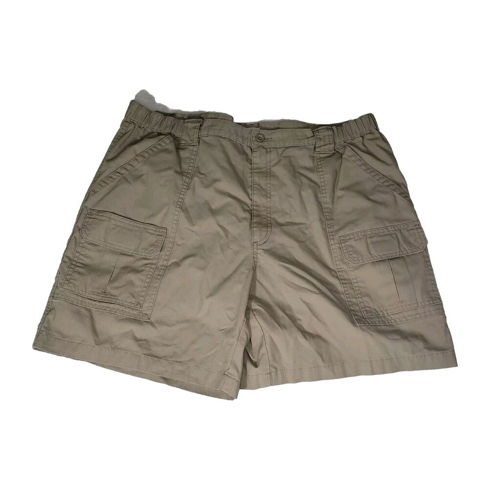 Savane Cargo Shorts Mens Sz 42 Tan Elastic Waist Hiking Pockets Outdoor Camping